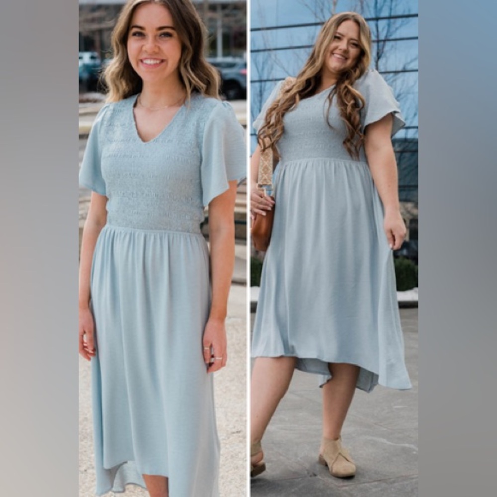 Tea n Rose Textured Blue Dress